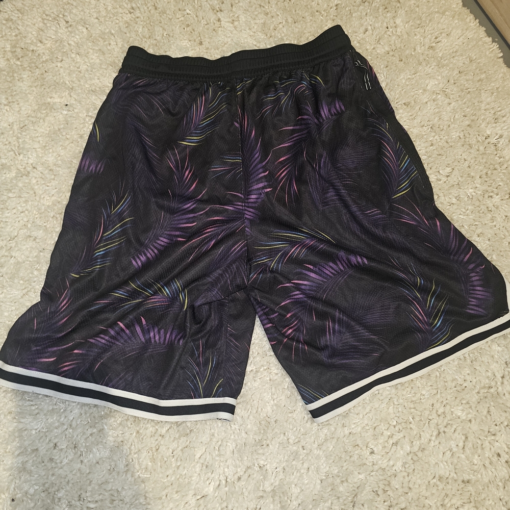 Mens Nike Pro Dri Fit Basketball Athletic Workout Shorts Size Large Purple Black - Picture 3 of 3
